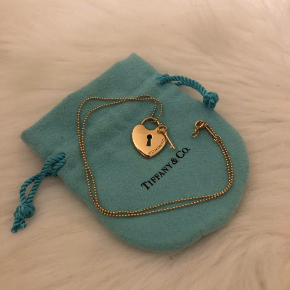 Tiffany & Co. Solid 18KGold Heart and Key Necklace